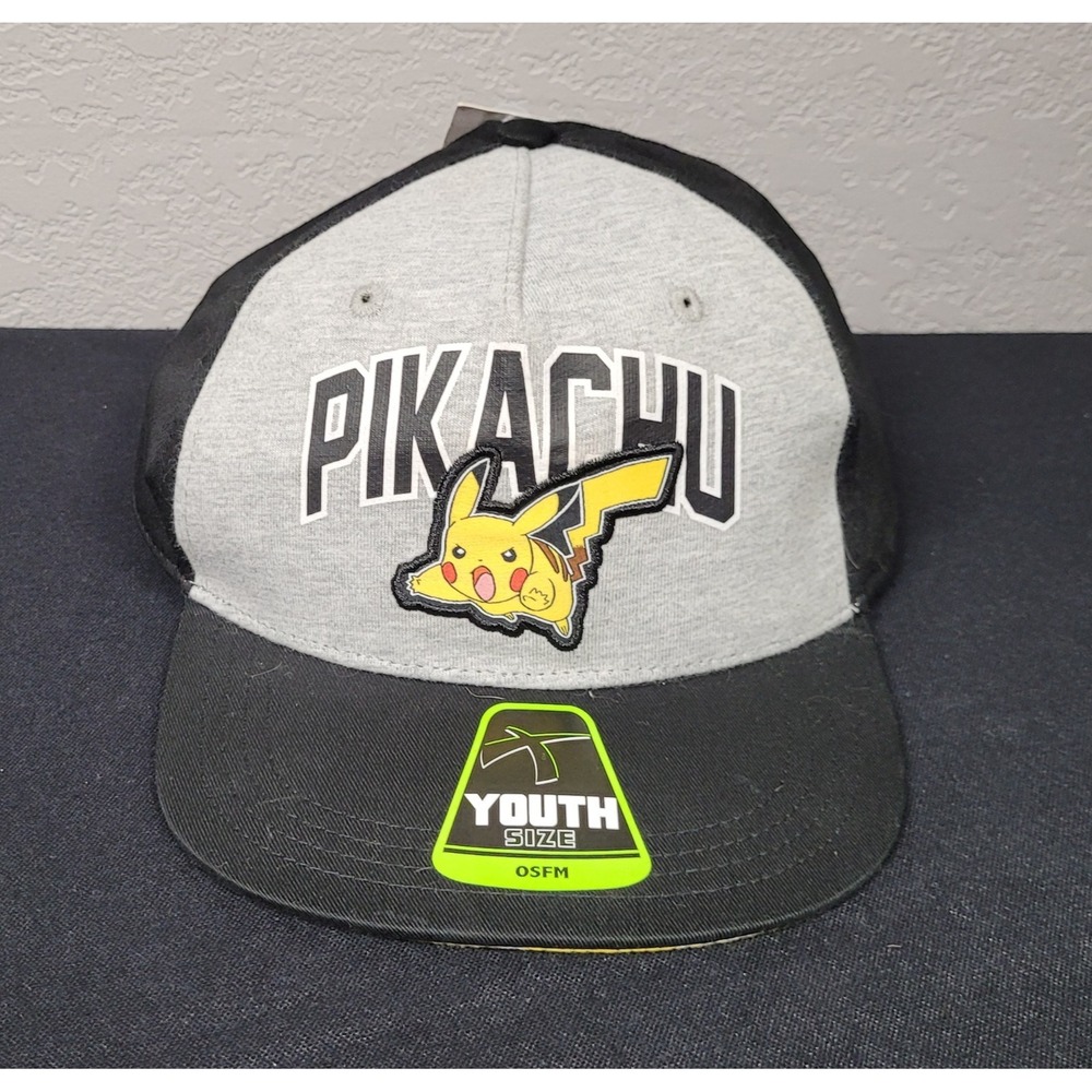 Pokémon Pikachu Youth OSFM Snapback Hat Black/Gray with Tags